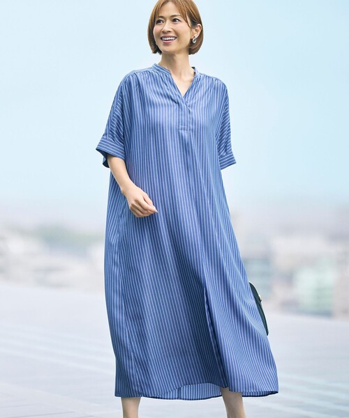 自由区(ジユウク)の「リヨセルポプリンシャツ ワンピース(シャツワンピース・レディース・ブラック系/ライラック系/ダルブルー系1/ネイビー/サックスブルー系1/カーキ系1/サックスブルー系3/ネイビー系2・32)」の4枚目の写真