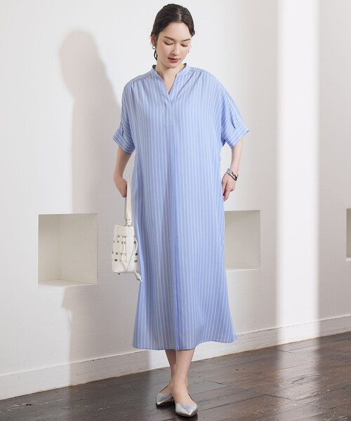 自由区(ジユウク)の「リヨセルポプリンシャツ ワンピース(シャツワンピース・レディース・ブラック系/ライラック系/ダルブルー系1/ネイビー/サックスブルー系1/カーキ系1/サックスブルー系3/ネイビー系2・32)」の6枚目の写真
