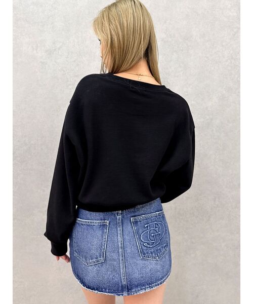 GYDA(ジェイダ)の「ハイウエストGD embossダメージスカートライクデニムショートパンツ(デニムスカート・レディース・ブルー/ライトブルー・MEDIUM/SMALL)」の4枚目の写真