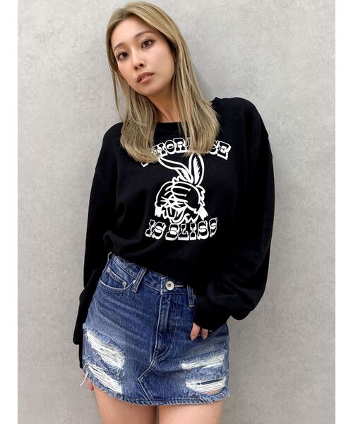 GYDA(ジェイダ)の「ハイウエストGD embossダメージスカートライクデニムショートパンツ(デニムスカート・レディース・ブルー/ライトブルー・MEDIUM/SMALL)」の13枚目の写真