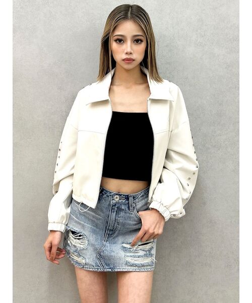 GYDA(ジェイダ)の「ハイウエストGD embossダメージスカートライクデニムショートパンツ(デニムスカート・レディース・ブルー/ライトブルー・MEDIUM/SMALL)」の22枚目の写真