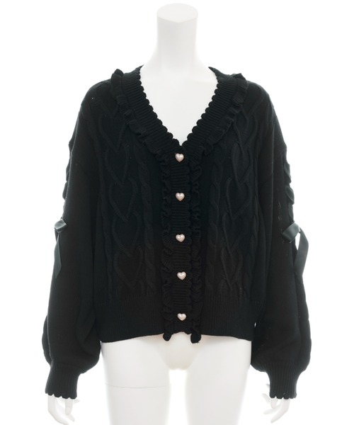 Secret Honey（シークレットハニー）の「袖レースアップニットカーディガン（ニット/セーター・レディース・ピンク/ブラック/オフホワイト・FREE）」の16枚目の写真