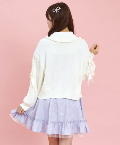 シークレットハニー Secret Honey レースアップニットカーディガン （ホワイト） シークレットハニー Secret Honey 袖レースアップニット
