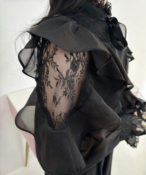 couture BY ROJITA(クチュールバイロジータ)の「ラッフルロングワンピース(ワンピース・レディース・ブラック/アイボリー/パープル/その他・FREE)」の9枚目の写真