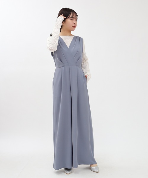 TRUDEA（トルディア）の「インナー付きオールインワン（パンツドレス・レディース・チャコールグレー/ベージュ/ブルー・MEDIUM/LARGE）」の14枚目の写真