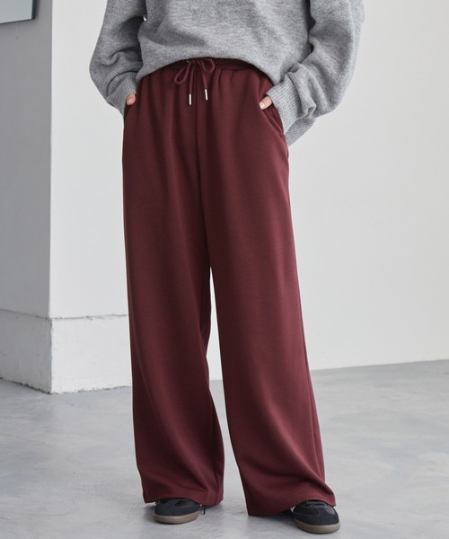 MONO-MART（モノマート）の「イージードライダンボールワイドスウェットパンツ（スウェットパンツ・レディース・チャコール/杢グレー/オフホワイト/ブラック/サックスブルー/アイボリー/ブラウン/ダークネイビー/ワイン系/モカ・S/M/L）」の10枚目の写真
