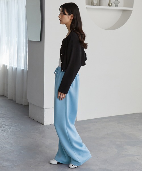 MONO-MART（モノマート）の「イージードライダンボールワイドスウェットパンツ（スウェットパンツ・レディース・チャコール/杢グレー/オフホワイト/ブラック/サックスブルー/アイボリー/ブラウン/ダークネイビー/ワイン系/モカ・S/M/L）」の22枚目の写真