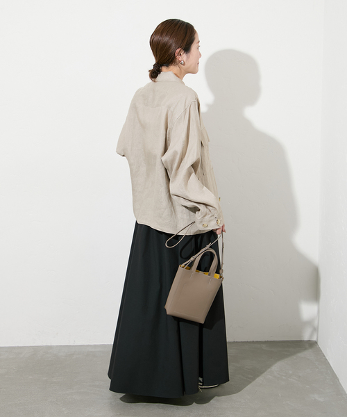 JOURNAL STANDARD（ジャーナルスタンダード）の「【撥水/接触冷感/洗える/UVカット】リネンナイロンストレッチギャザースカート（スカート・レディース・ブラック/ブラウン・36/38）」の3枚目の写真