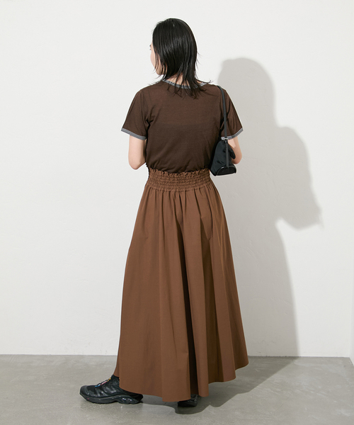 JOURNAL STANDARD（ジャーナルスタンダード）の「【撥水/接触冷感/洗える/UVカット】リネンナイロンストレッチギャザースカート（スカート・レディース・ブラック/ブラウン・36/38）」の9枚目の写真