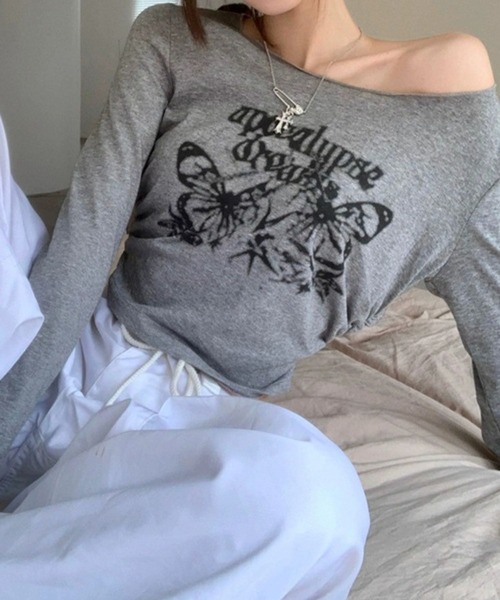 SPIGA（スピーガ）の「ﾌﾟﾘﾝﾄｻｲﾄﾞｷﾞｬｻﾞｰｼｮｰﾄ丈ﾛﾝT（Tシャツ/カットソー・レディース・グレー/ホワイト・SMALL/MEDIUM/LARGE）」の11枚目の写真