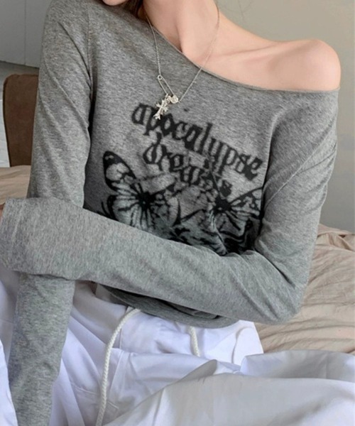 SPIGA（スピーガ）の「ﾌﾟﾘﾝﾄｻｲﾄﾞｷﾞｬｻﾞｰｼｮｰﾄ丈ﾛﾝT（Tシャツ/カットソー・レディース・グレー/ホワイト・SMALL/MEDIUM/LARGE）」の8枚目の写真