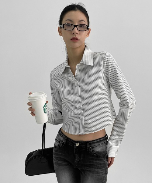 BLACKUP（ブラックアップ）の「[MADE] レチクベーシックオックスフォードシャツクロップver.（シャツ/ブラウス・レディース・アイボリー/マルチ・MEDIUM/SMALL）」の9枚目の写真