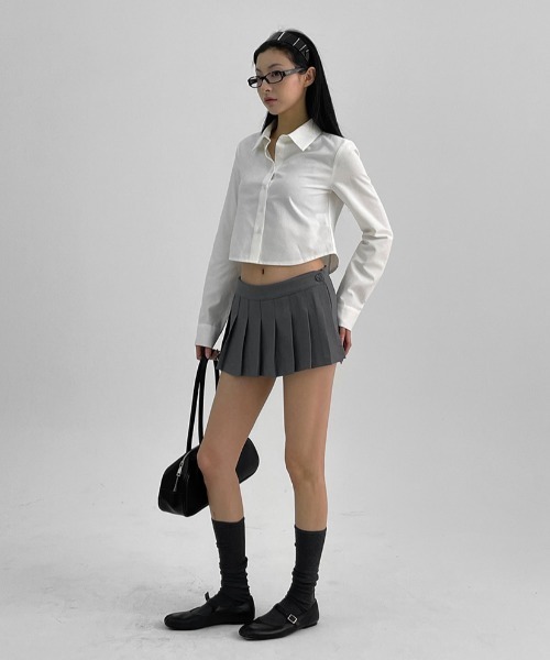 BLACKUP（ブラックアップ）の「[MADE] レチクベーシックオックスフォードシャツクロップver.（シャツ/ブラウス・レディース・アイボリー/マルチ・MEDIUM/SMALL）」の3枚目の写真