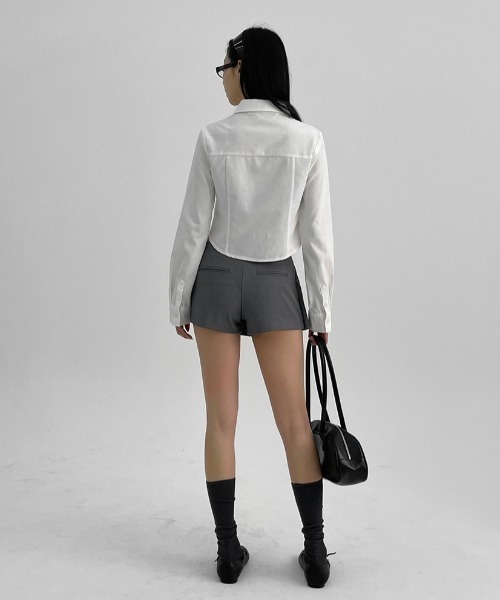 BLACKUP（ブラックアップ）の「[MADE] レチクベーシックオックスフォードシャツクロップver.（シャツ/ブラウス・レディース・アイボリー/マルチ・MEDIUM/SMALL）」の4枚目の写真