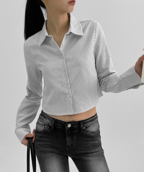 BLACKUP（ブラックアップ）の「[MADE] レチクベーシックオックスフォードシャツクロップver.（シャツ/ブラウス・レディース・アイボリー/マルチ・MEDIUM/SMALL）」の14枚目の写真