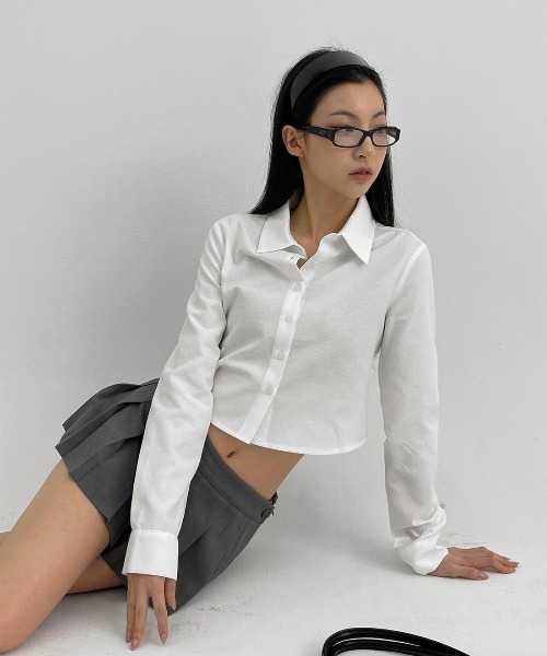 BLACKUP（ブラックアップ）の「[MADE] レチクベーシックオックスフォードシャツクロップver.（シャツ/ブラウス・レディース・アイボリー/マルチ・MEDIUM/SMALL）」の21枚目の写真