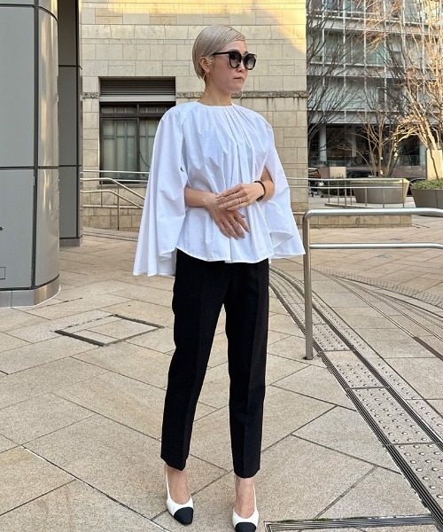 JENNE(ジェンヌ)の「スタイルカバーケープ風トップス(Tシャツ/カットソー・レディース・ネイビー/ホワイト・SMALL/MEDIUM/LARGE)」の20枚目の写真