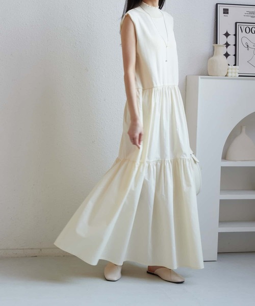 MAISON DE THERESE(メゾン ド テレーズ)の「ノースリーブ 切り替えロングワンピース(ワンピース・レディース・ブラック/アイボリー・FREE)」の8枚目の写真