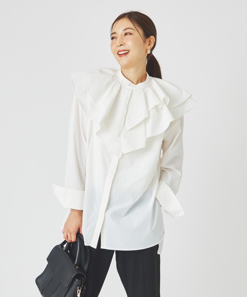 ever closet（エバークローゼット）の「レディス 撥水 2way フリル襟ブラウス（シャツ/ブラウス・レディース・ホワイト/ブラック・FREE）」の5枚目の写真