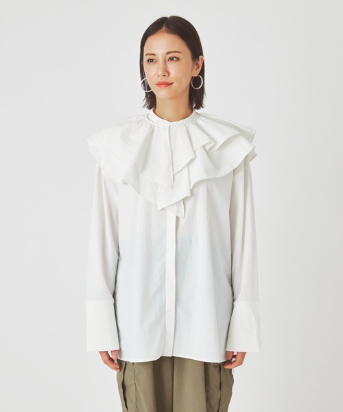 ever closet（エバークローゼット）の「レディス 撥水 2way フリル襟ブラウス（シャツ/ブラウス・レディース・ホワイト/ブラック・FREE）」の12枚目の写真