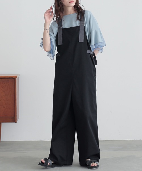 n'OrLABEL（ノアールレーベル）の「『ワークサロペット』（サロペット/オーバーオール・レディース・モカ/ブラック・2/1）」の2枚目の写真