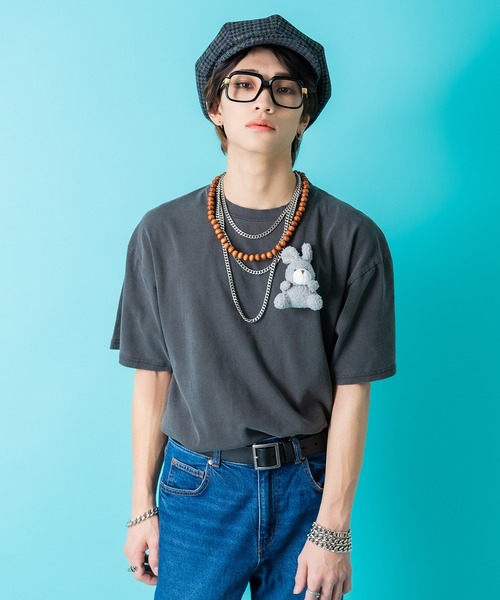 ankoROCK（アンコロック）の「TEDDY ankoROCK ピグメントTシャツ（Tシャツ/カットソー・メンズ・ベージュ系1/ブラック系2/ベージュ系2/ブラック系1・M/S/XL/L）」の18枚目の写真