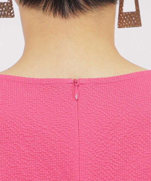 EVEX by KRIZIA(エヴェックスバイクリツィア)の「【L】【ウォッシャブル】サッカーストレッチタックワンピース(ワンピース・レディース・ダークネイビー/ピンク・44)」の9枚目の写真