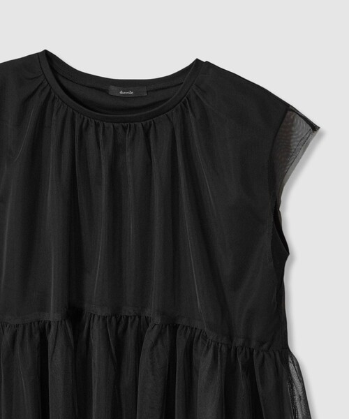 allureville(アルアバイル)の「チュールドッキングイレヘムプルオーバー(Tシャツ/カットソー・レディース・オフホワイト/ブラック・2)」の9枚目の写真