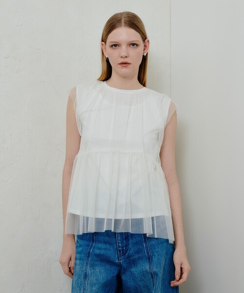 allureville(アルアバイル)の「チュールドッキングイレヘムプルオーバー(Tシャツ/カットソー・レディース・オフホワイト/ブラック・2)」の16枚目の写真