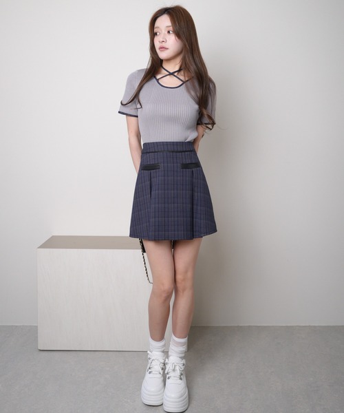 LIPSERVICE（リップサービス）の「チェックプリーツスカート（スカート・レディース・ネイビー/ベージュ/ブラック・S/M）」の19枚目の写真