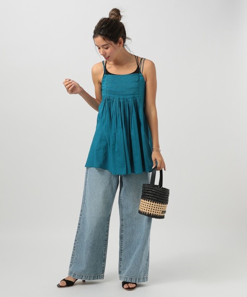 BAYFLOW（ベイフロー）の「[ウエストゴム仕様でノンストレス]アソートワイドデニム（デニムパンツ・レディース・サックスブルー/インディゴブルー/ブルー系・SMALL/MEDIUM/LARGE）」の6枚目の写真