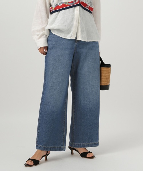 BAYFLOW（ベイフロー）の「[ウエストゴム仕様でノンストレス]アソートワイドデニム（デニムパンツ・レディース・サックスブルー/インディゴブルー/ブルー系・SMALL/MEDIUM/LARGE）」の13枚目の写真