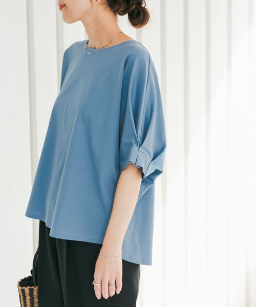 URBAN RESEARCH DOORS（アーバンリサーチドアーズ）の「『仁村紗和さん着用』『UR TECH』サマシェアタックスリーブプルオーバー（Tシャツ/カットソー・レディース・オレンジ/ブラック/オフホワイト/ブルー・MEDIUM）」の6枚目の写真