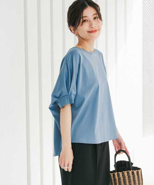 URBAN RESEARCH DOORS（アーバンリサーチドアーズ）の「『仁村紗和さん着用』『UR TECH』サマシェアタックスリーブプルオーバー（Tシャツ/カットソー・レディース・オレンジ/ブラック/オフホワイト/ブルー・MEDIUM）」の9枚目の写真