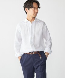 SHIPS: ウォッシュド リネン ソリッド シャツ