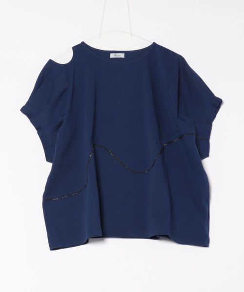 unica（ユニカ）の「カットアウトタックスリーブT ladies（Tシャツ/カットソー・レディース・ネイビー/オフホワイト/ブラック・F）」の3枚目の写真