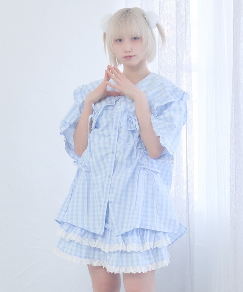 Whinny(ホワイニー)の「Whinny/《3WAY仕様♪》23世紀スーパーパラダイス(シャツ/ブラウス・レディース・ネイビー/サックスブルー・FREE)」の2枚目の写真