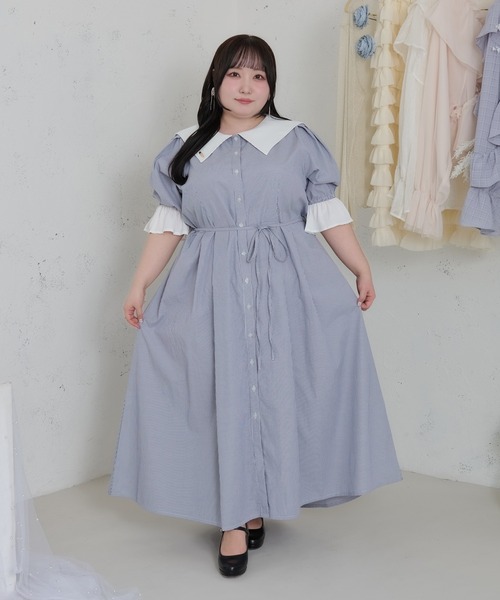 新品未使用　紫 猫の顔 半袖フード付きワンピース 140cm 大きいサイズ】プレート付きセーラーカラー半袖ワンピース