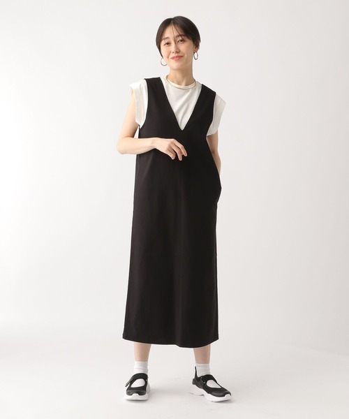 LEONARD ストレッチ　ワンピース ストレッチポンチ×メモリーウェザータフタワンピース】｜【L