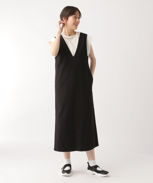 Elura（エルーラ）の「快適ストレッチワンピース〈低身長サイズあり〉/328381（ワンピース・レディース・ダークブラウン/ブラック・FREE/FREE(S)）」の4枚目の写真