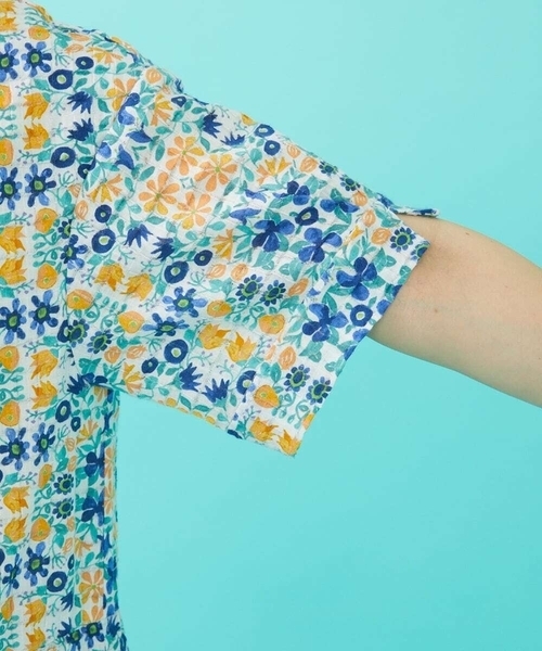 Jocomomola（ホコモモラ）の「【日本製】Rosa flamenco フラワープリントタックワンピース（ワンピース・レディース・ブルー/ピンク・40）」の7枚目の写真