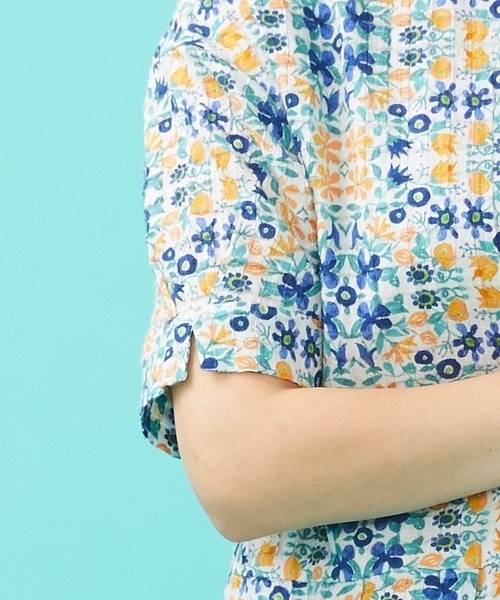 Jocomomola（ホコモモラ）の「【日本製】Rosa flamenco フラワープリントタックワンピース（ワンピース・レディース・ブルー/ピンク・40）」の8枚目の写真