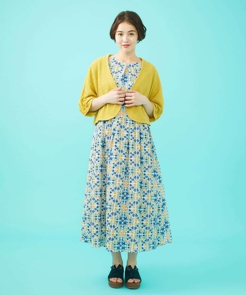 Jocomomola（ホコモモラ）の「【日本製】Rosa flamenco フラワープリントタックワンピース（ワンピース・レディース・ブルー/ピンク・40）」の13枚目の写真