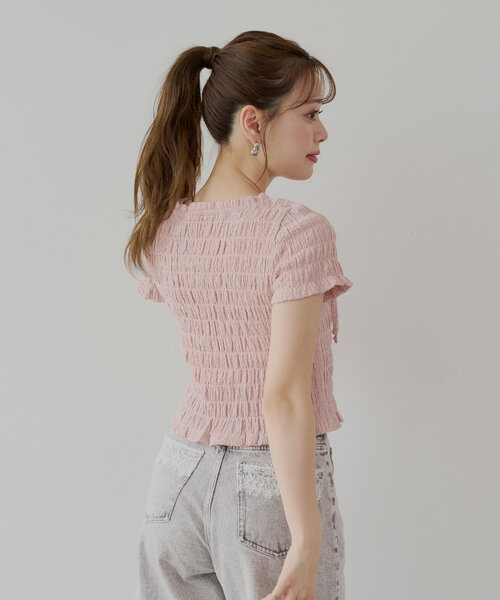 Chico（チコ）の「【6色展開】フロントリボンボレロデザインT（T