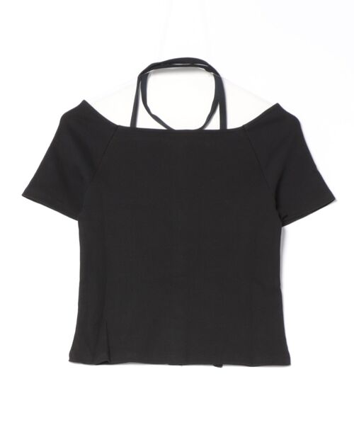 archives(アルシーヴ)の「FボタンオフショルリブTOPS(Tシャツ/カットソー・レディース・オートミール/レッド/ブラック・MEDIUM)」の4枚目の写真