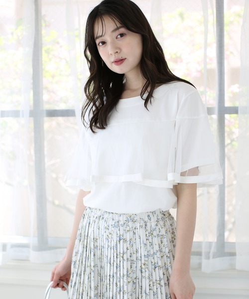 fifth(フィフス)の「【接触冷感】チュールケーププルオーバー(Tシャツ/カットソー・レディース・ホワイト/ブラック/ブルー・M)」の3枚目の写真