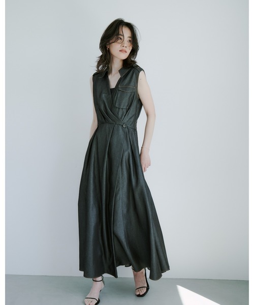 ノースリーブトレンチディティールワンピース（ワンピース）｜anuans