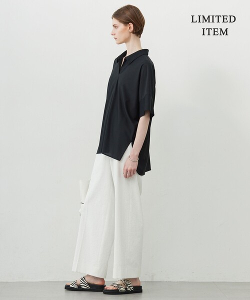 ICB（アイシービー）の「【WEB限定・洗える】シアートリコット スキッパーカットソー（Tシャツ/カットソー・レディース・ブラック系/アイボリー系/パイングリーン系・X-LARGE/LARGE）」の8枚目の写真