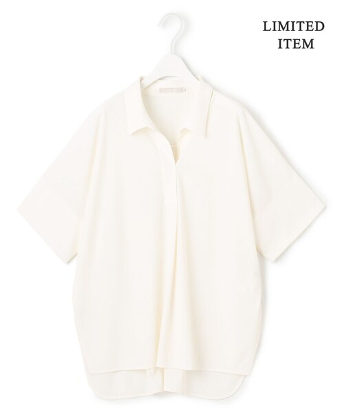 ICB（アイシービー）の「【WEB限定・洗える】シアートリコット スキッパーカットソー（Tシャツ/カットソー・レディース・ブラック系/アイボリー系/パイングリーン系・X-LARGE/LARGE）」の9枚目の写真