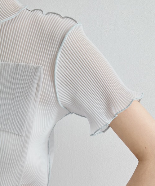 kotohayokozawa（コトハヨコザワ）の「【kotohayokozawa/コトハヨコザワ】《STUDIOUS別注》SHEER SHORT HIGHNECK SLEEVE TOP/シアーショートスリーブトップス/ハイネック（シャツ/ブラウス・レディース・ブラック/グレー/ブルー/ピンク・FREE）」の15枚目の写真